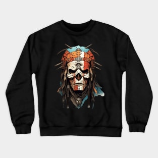 Native Indian Big Chief Shaman In Headdress Crewneck Sweatshirt